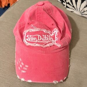 Von Dutch Hot Pink Vintage Distressed Logo Cap